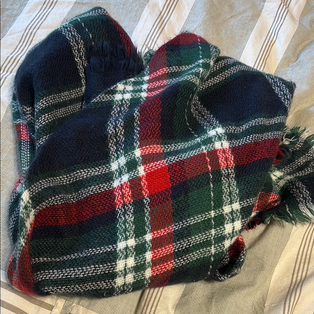 Quagga Plaid Blanket Scarf - Red, Green, Black